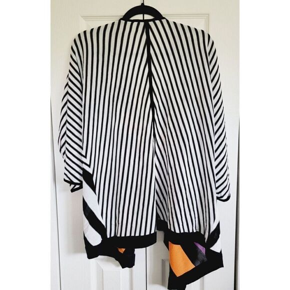 Exclusively MISOOK M Colorblock Striped Cardigan Sweater 1/2‎ Sleeve Knit Drape - Picture 3 of 6